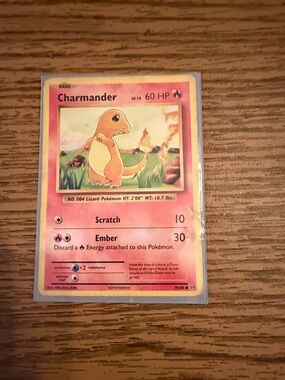 Pokemon Charmander Trading Card - Pink, Orange, Yellow